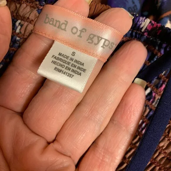 Band Of Gypsies Mini Dress Corset Dark Floral Boho Fairy Romantic Resort SZ S - Picture 5 of 10